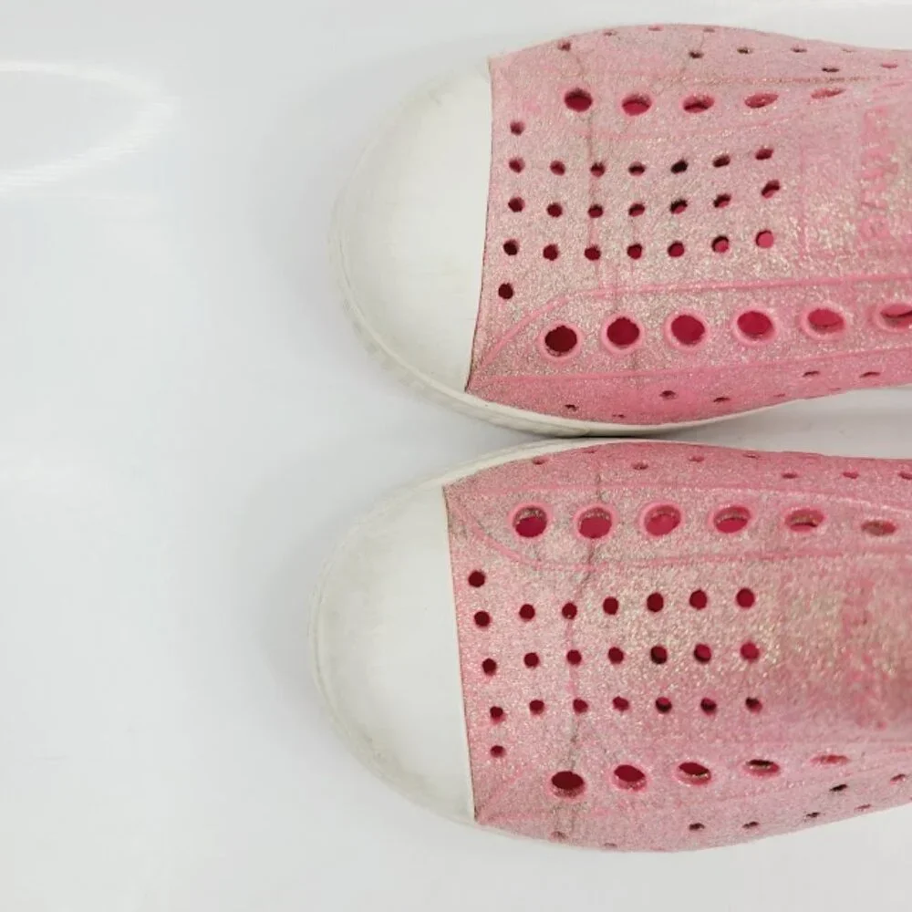 Native Girl's Pink Jefferson‎ Glitter Slip-On Casual Water Sneaker Size 9